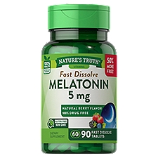 Nature's Truth Vitamins Melatonin Natural Berry Flavor Fast Dissolve Tabs, 5 mg, 90 count