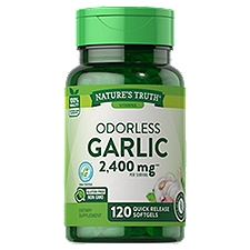 Nature's Truth Vitamins High Strength Odorless Garlic 1200 mg, Quick Release Softgels, 120 Each