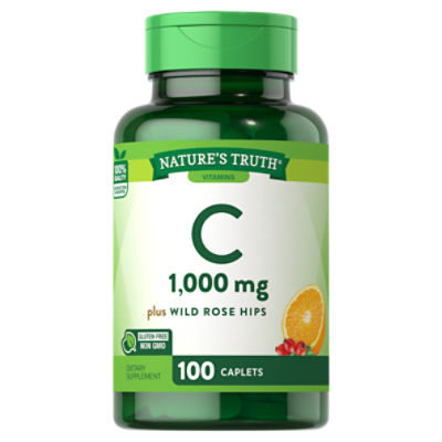 Nature's Truth Vitamins C Plus Wild Rose Hips Dietary Supplement, 1,000 ...