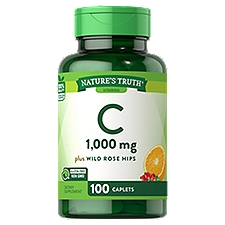 Nature's Truth Vitamins C Plus Wild Rose Hips Dietary Supplement, 1,000 mg, 100 count, 100 Each