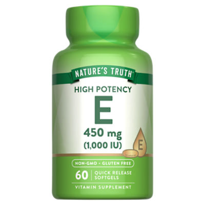 Nature's Truth High Potency E Vitamin Supplement, 450 mg (1,000 IU), 60 count