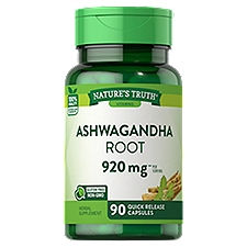 Nature's Truth Vitamins Ashwagandha Root Herbal Supplement Quick Release Capsules, 460 mg, 90 count