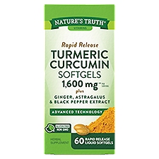 Nature's Truth Vitamins Rapid Release Turmeric Curcumin Liquid Softgels, 1600 mg, 60 count