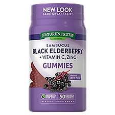 Nature's Truth Sambucus Black Elderberry + Vitamin C, Zinc Dietary Supplement, 50 count