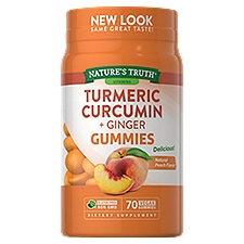 Nature's Truth Peach Flavor Turmeric Curcumin + Ginger Gummies Dietary Supplement, 70 count
