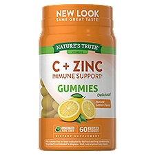 Nature's Truth Vitamins C + Zinc Gummies Natural Lemon Flavor Dietary Supplement, 60 count