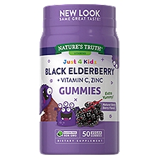Nature's Truth Just 4 Kidz Black Elderberry + Vitamin C, Zinc Gummies Dietary Supplement, 50 count