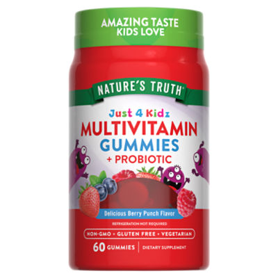 Nature's Truth Just 4 Kidz Berry Punch Flavor Multivitamin + Probiotic Dietary Supplement, 60 count