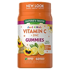Nature's Truth Vitamins Just 4 Kidz Vitamin C + Zinc Gummies, Dietary Supplement, 60 Each