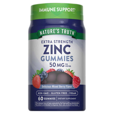 Nature's Truth Delicious Mixed Berry Flavor Extra Strength Zinc Dietary Supplement, 60 count