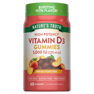 Nature's Truth High Potency Vitamin D3 Gummies Dietary Supplement, 125 mcg, 60 count