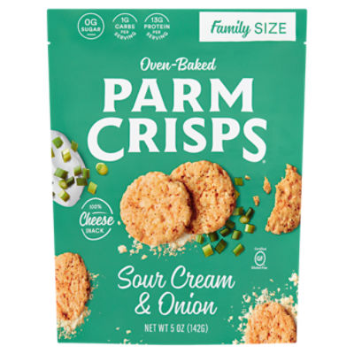 Parm Crisps Oven-Baked Sour Cream & Onion Cheese Snack Family Size, 5 oz