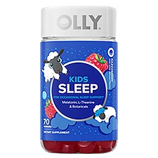 Olly Kids Razzberry Sleep Melatonin, L-Theanine & Botanicals Dietary Supplement, 70 count