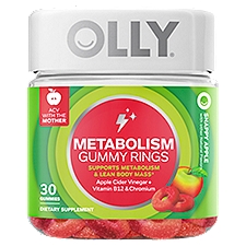 Olly Metabolism Gummy Rings Snappy Apple Dietary Supplement, 30 count