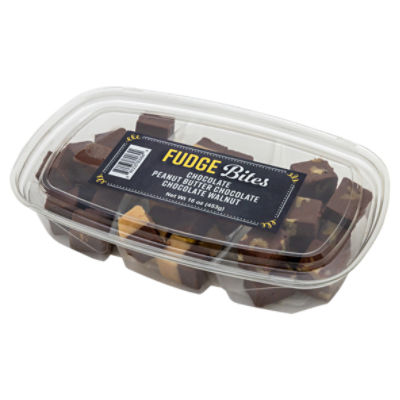 Fudge Bites Chocolate, Peanut Butter Chocolate, Chocolate Walnut Bites, 16 oz