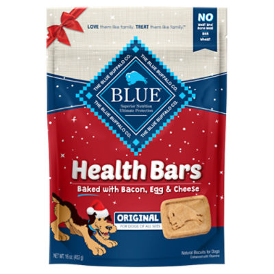 Blue Buffalo Health Bars Natural Crunchy Dog Treats Biscuits, Bacon, Egg & Cheese 16-oz Bag