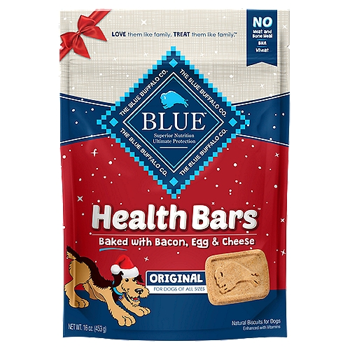 The Blue Buffalo Co. Blue Health Bars Original Bacon, Egg & Cheese Natural Biscuits for Dogs, 16 oz
Love them like family. Treat them like family.™
