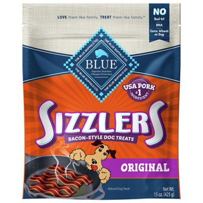 Blue Bacon Sizzlers Dog Treats, 15 oz