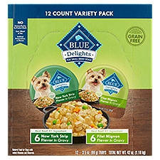 Blue Delights Natural Food for Dogs Variety Pack, 3.5 oz, 12 count