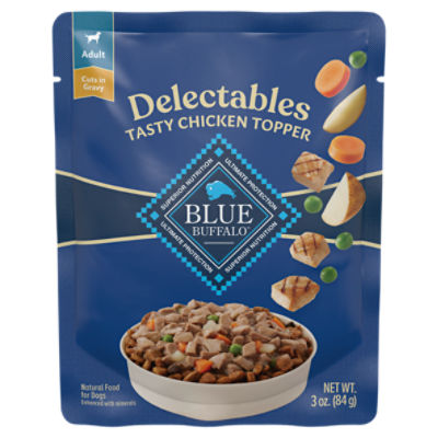 Blue Buffalo Delectables Tasty Chicken Topper Cuts in Gravy Adult Natural Food for Dogs, 3 oz