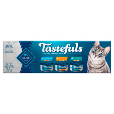 BLUE Tastefuls Natural Food for Adult Cats Variety Pack, 5.5 oz, 12 count