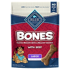Blue Natural Biscuits for Dogs Large Bones with Beef, 16 Ounce
