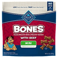 Blue Mini Bones with Beef, Natural Biscuits for Dogs, 12 Ounce