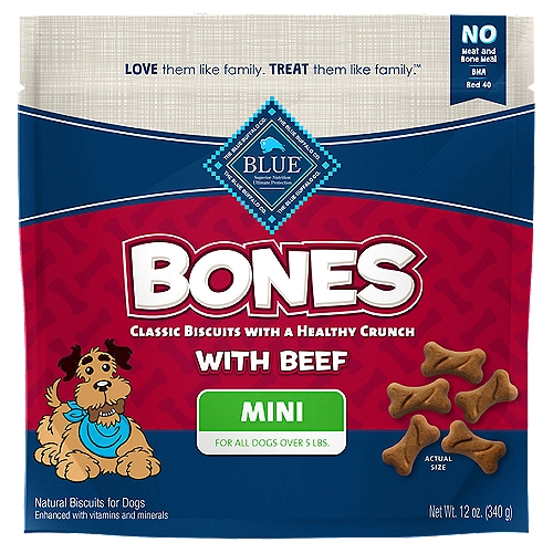 The Blue Buffalo Co. Blue Mini Bones with Beef Natural Biscuits for Dogs, 12 oz