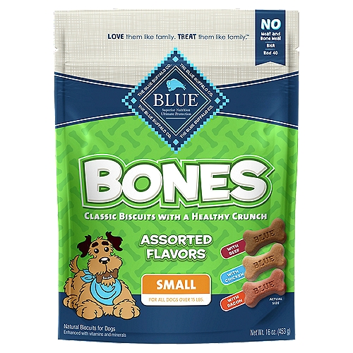 The Blue Buffalo Co. BLUE Small Bones Assorted Flavors Natural Biscuits for Dogs, 16 oz