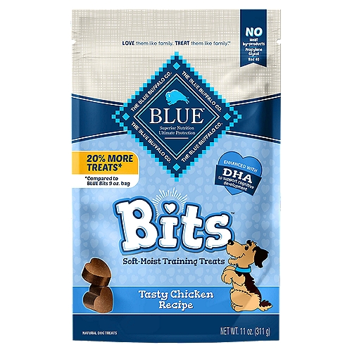 Blue Buffalo BLUE Bits Natural Soft-Moist Training Dog Treats, Chicken Recipe 11-oz Bag
Soft-Moist Training Treats

20% More Treats*
*Compared to Blue Bits 9 oz. bag