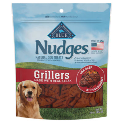 Blue Buffalo Nudges Grillers Natural Dog Treats, Steak, 16oz Bag