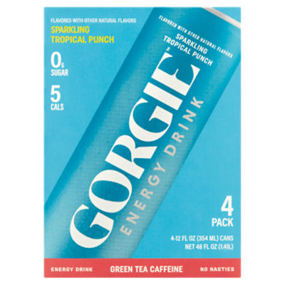 Gorgie Sparkling Tropical Punch Energy Drink, 12 fl oz, 4 count