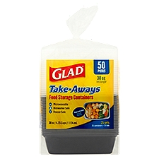 Glad 38 Oz Rectangles Take-Aways Meal Prep Containers, 50 count, 25 Each