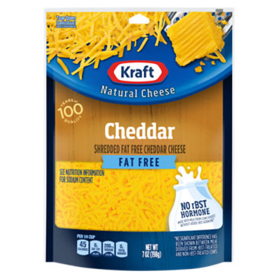 Kraft Shredded Fat Free Cheddar Natural Cheese, 7 oz