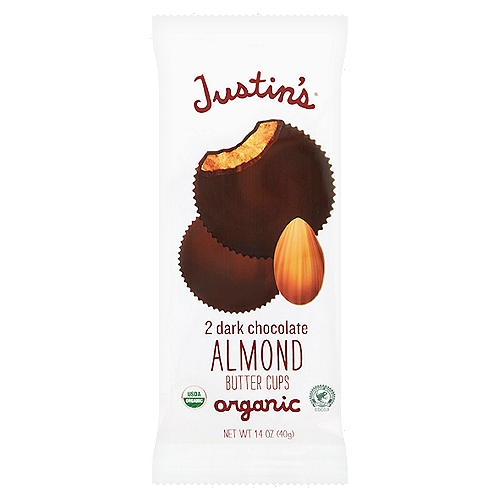 Justin's Organic Dark Chocolate Almond Butter Cups, 2 count, 1.4 oz