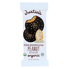 Justin's Organic Dark Chocolate Crispy Peanut Butter Cups, 2 count, 1.32 oz