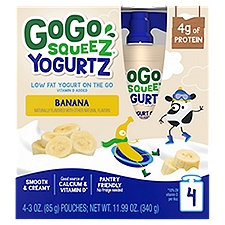 GoGo Squeez YogurtZ, Banana, 4 Pack, 12 Ounce
