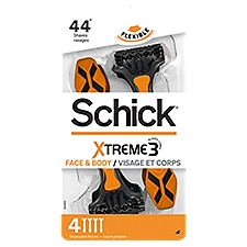 Schick Xtreme3 Face & Body, Razors, 4 Each