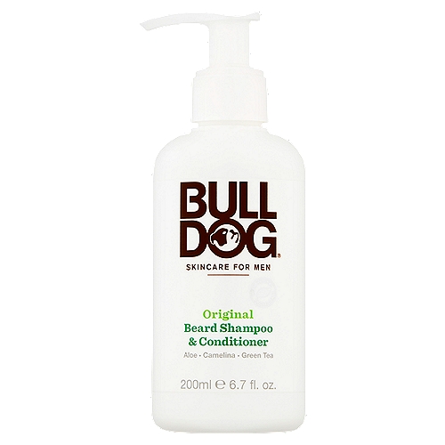Bull Dog Original Beard Shampoo & Conditioner, 6.7 fl oz
Man's Best Friend
All our products are purpose built for men and contain amazing natural ingredients.
This 2 in 1 shampoo and conditioner contains aloe vera, camelina oil and green tea. Specially formulated to cleanse your beard leaving if soft, fresh, nourished and conditioned.
Be loyal to your skin. Our products never contain artificial colors, synthetic fragrances, or ingredients from animal sources.