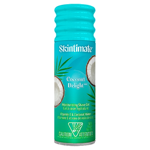 Skintimate Coconut Delight Moisturizing Women's Shave Gel, 7 oz
Moisturizing shave gel provides ultimate razor protection for a close, comfortable shave.

Enjoy a refreshing, tropical-scented shaving experience with Skintimate Coconut Delight Shave Gel. The hydrating formula, infused with seven moisturizers and coconut water, helps replenish skin's natural moisture while providing razor protection for healthy-feeling, smooth skin. Skintimate shave gel is free from parabens and phthalates and comes in a convenient can with a rust-free bottom. Optimize your shaving experience by pairing this shaving cream with the new Skintimate Coconut Delight Three-Blade Disposable Razors.