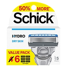 Schick Hydro 5 Dry Skin Razor Refills for Men Value Pack, 6ct