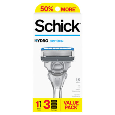 Schick Hydro 5 Dry Skin Razor for Men Value Pack, 1 Each