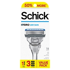 Schick Hydro 5 Dry Skin Razor for Men Value Pack