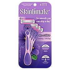Skintimate Exotic Violet Blooms 4-Blade Disposable Razor, 4 Count