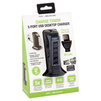 Itek SoundLogic 5 Port USB Desktop Charger Tower