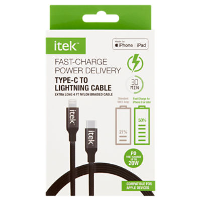 Itek Fast-Charge Power Delivery Type-C to Lightning Cable