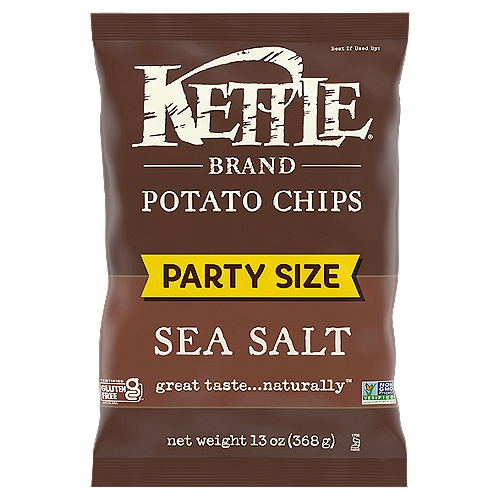 Kettle Brand Potato Chips, Sea Salt Kettle Chips, Sharing Size, 13 Oz
Kettle Brand Sea Salt kettle chips start with a search for undisputed potato excellence. Determined not to disrupt the flawless, spudsy goodness, they're cooked, skins on, one small batch at a time. Finally, they're sprinkled with a kiss of sea salt. Kettle Brand potato chips. Extra in a good way.