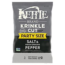 Kettle Brand Potato Chips, Krinkle Cut, Salt & Ground Pepper Kettle Chips, Party Size, 13 Oz
