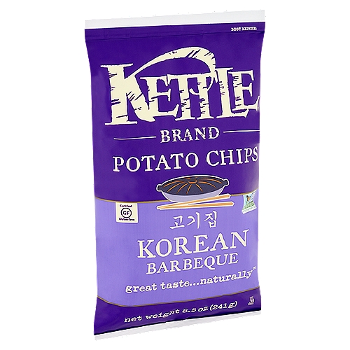 Kettle Brand Korean Barbeque Potato Chips, 8.5 oz
Our Natural Promise
Non-GMO Project Verified
Gluten free
No preservatives
0 grams trans fat