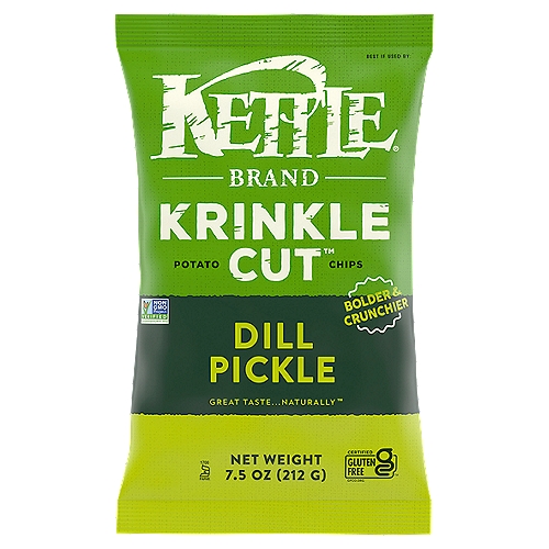 Kettle Brand Krinkle Cut Dill Pickle Potato Chips, 7.5 oz